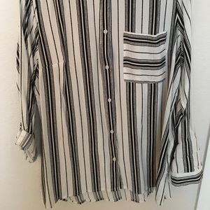 H&M black and white striped button up